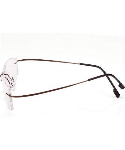 Memory Titanium Frameless Lightweight Reading Glasses Hingeless Flexibled Frames for Mens Womens Brown $10.17 Rimless