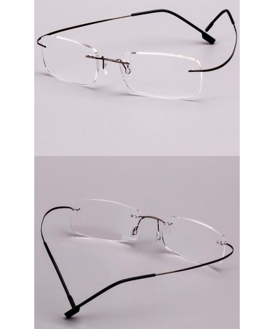 Memory Titanium Frameless Lightweight Reading Glasses Hingeless Flexibled Frames for Mens Womens Brown $10.17 Rimless