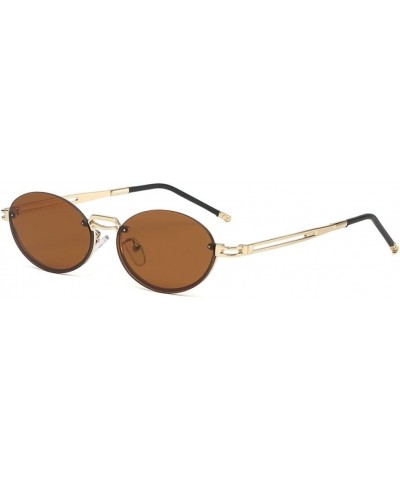 Vintage Small Oval Black Gradient Sunlasses For Women Uv400 Sun Glasses Men Alloy Round Shades Gold Tea $22.98 Rectangular