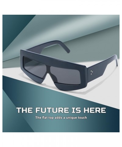 Futuristic Sunglasses for Women Men, Narrow Y2k Designer Shades Trendy Fashion Sun Glasses Z-blue-grey $9.24 Square