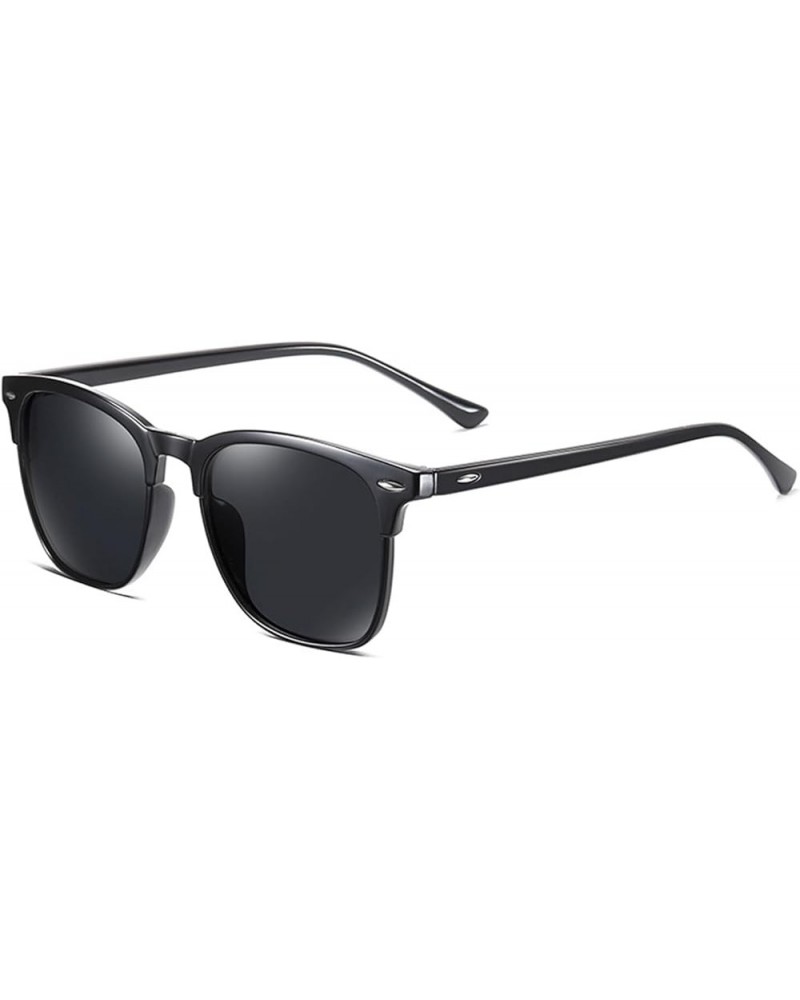 Polarized Sunglasses for Womern Men Classic Trendy Half Frame Sunglasses UV Protection ST017 Black/Grey $7.79 Square