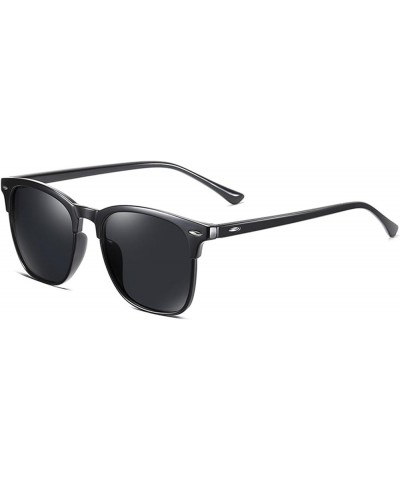 Polarized Sunglasses for Womern Men Classic Trendy Half Frame Sunglasses UV Protection ST017 Black/Grey $7.79 Square