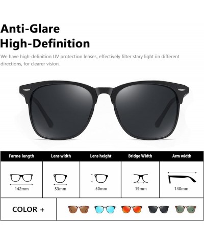 Polarized Sunglasses for Womern Men Classic Trendy Half Frame Sunglasses UV Protection ST017 Black/Grey $7.79 Square