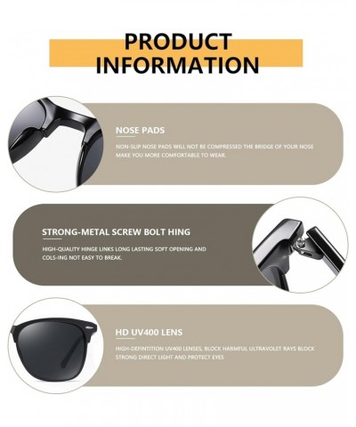 Polarized Sunglasses for Womern Men Classic Trendy Half Frame Sunglasses UV Protection ST017 Black/Grey $7.79 Square