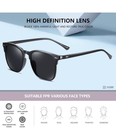 Polarized Sunglasses for Womern Men Classic Trendy Half Frame Sunglasses UV Protection ST017 Black/Grey $7.79 Square