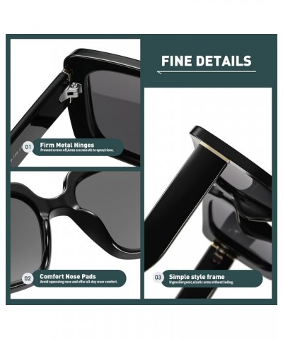 Vintage Square Polarized Sunglasses for Women Trendy 90s Thick Rectangle Sun Glasses UV400 Black Frame Black Lens $11.79 Rect...