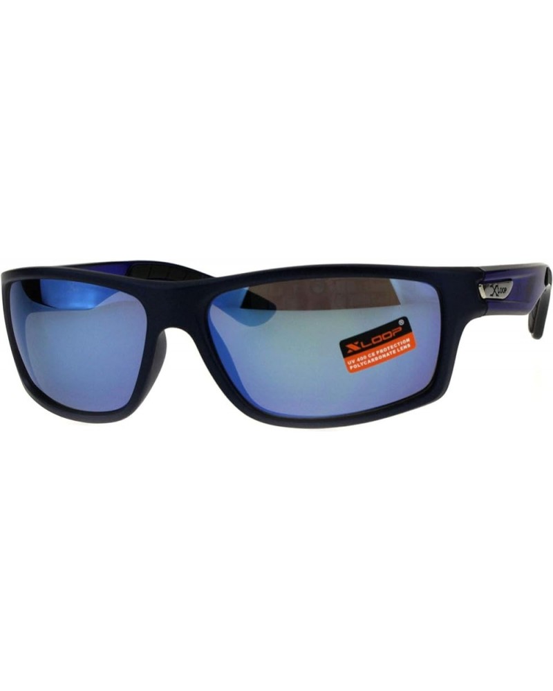 Xloop Sports Fashion Mens Sunglasses Rectangular Frame UV 400 Blue (Blue Mirror) $9.57 Rectangular