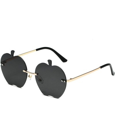 Rimless Apple Shaped Sunglasses Women Men Steampunk Funny Party Glasses Frameless Irregular Eyeglasses Black $9.23 Rimless