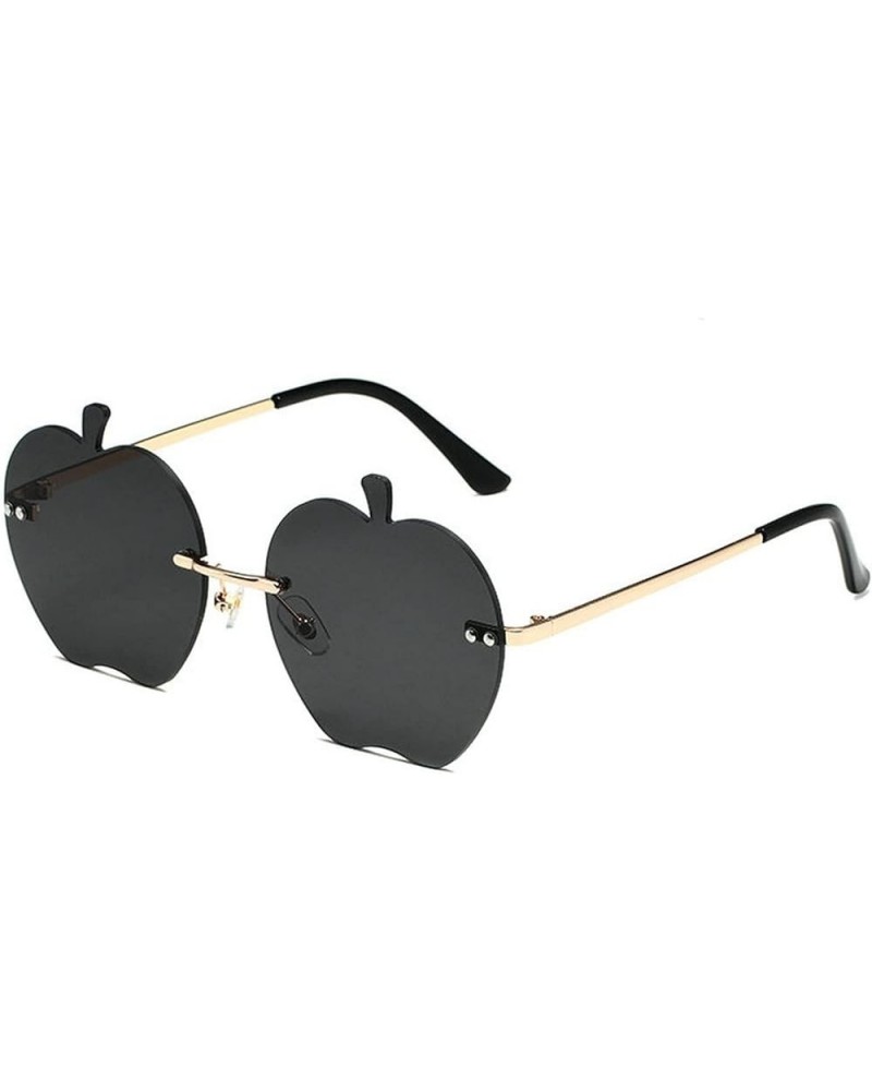 Rimless Apple Shaped Sunglasses Women Men Steampunk Funny Party Glasses Frameless Irregular Eyeglasses Black $9.23 Rimless