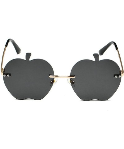 Rimless Apple Shaped Sunglasses Women Men Steampunk Funny Party Glasses Frameless Irregular Eyeglasses Black $9.23 Rimless