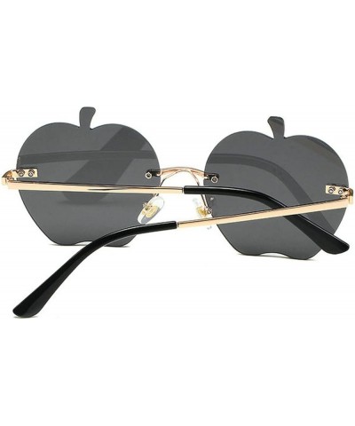 Rimless Apple Shaped Sunglasses Women Men Steampunk Funny Party Glasses Frameless Irregular Eyeglasses Black $9.23 Rimless