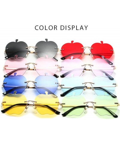 Rimless Apple Shaped Sunglasses Women Men Steampunk Funny Party Glasses Frameless Irregular Eyeglasses Black $9.23 Rimless