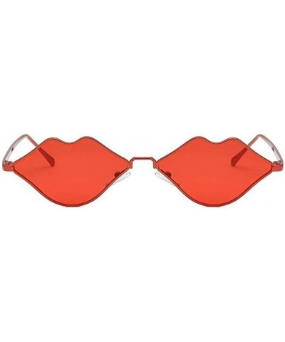 2020 Fashion Ladies Lip-shaped Sunglasses Small Frame Metal Sunglasses Red $9.09 Designer