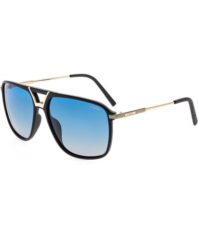 Retro Vintage Square Aviator Sunglasses for Men Polarized Sunglasses Women Trendy Sun Glasses Blue $34.80 Aviator