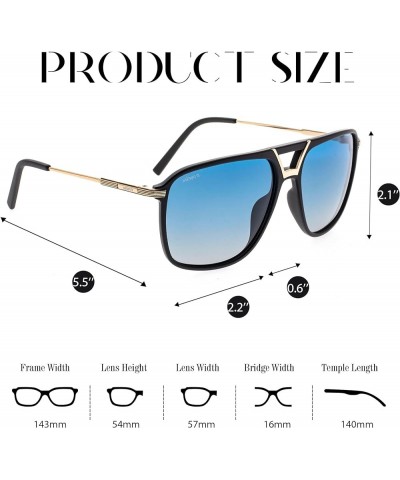 Retro Vintage Square Aviator Sunglasses for Men Polarized Sunglasses Women Trendy Sun Glasses Blue $34.80 Aviator