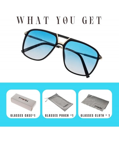 Retro Vintage Square Aviator Sunglasses for Men Polarized Sunglasses Women Trendy Sun Glasses Blue $34.80 Aviator