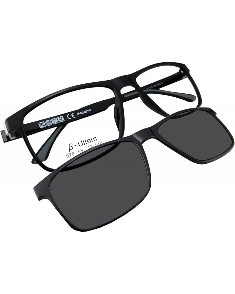 Clip on Sunglasses for Men Magnetic glasses 2 in 1 Polarized Big Size 58-17-148 Shiny Black Polarized gray clip on $22.61 Rec...