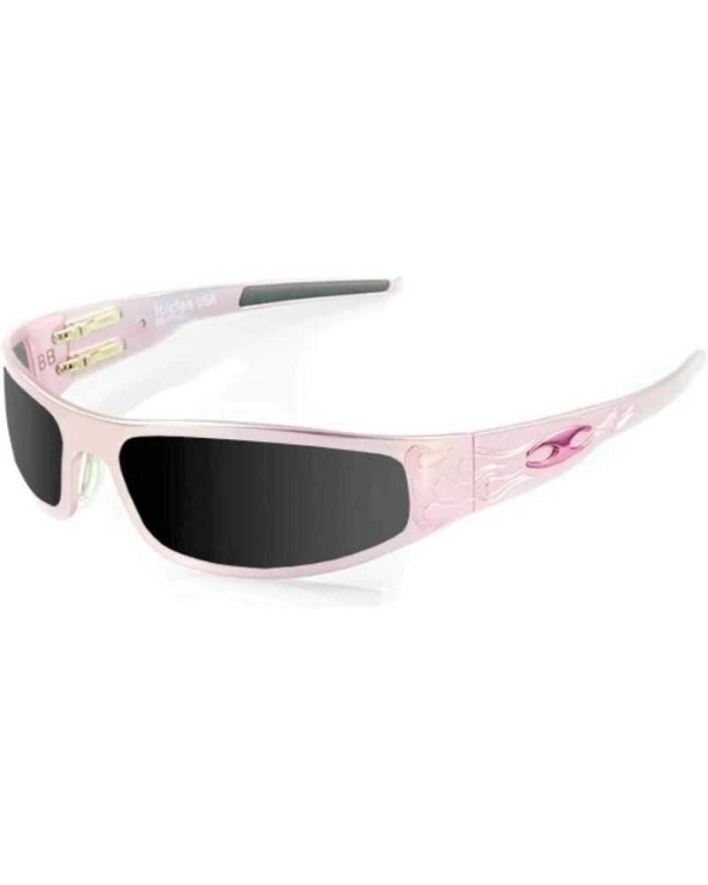 Billet Aluminum Riding Glasses - Windproof Foam - Baby Bagger Pink Flames Biker Sunglasses Grey $55.49 Designer