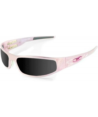 Billet Aluminum Riding Glasses - Windproof Foam - Baby Bagger Pink Flames Biker Sunglasses Grey $55.49 Designer