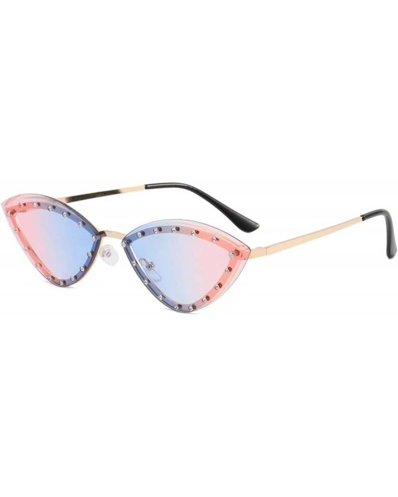 Cat Eye Metal Men And Women Sunglasses Hip-hop Prom Party Decorative Commuter Trend UV400 Sunglasses Gift F $10.67 Designer