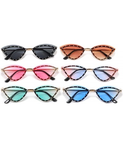 Cat Eye Metal Men And Women Sunglasses Hip-hop Prom Party Decorative Commuter Trend UV400 Sunglasses Gift F $10.67 Designer