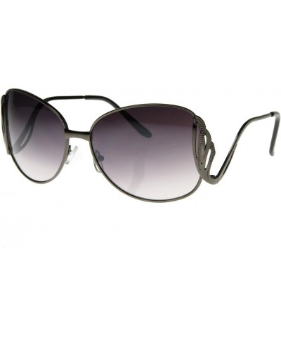 Large Metal Low Cut-Out Temple Womens Oversized Sunglasses Fashion Eyewear (Gunmetal) $8.15 Oversized