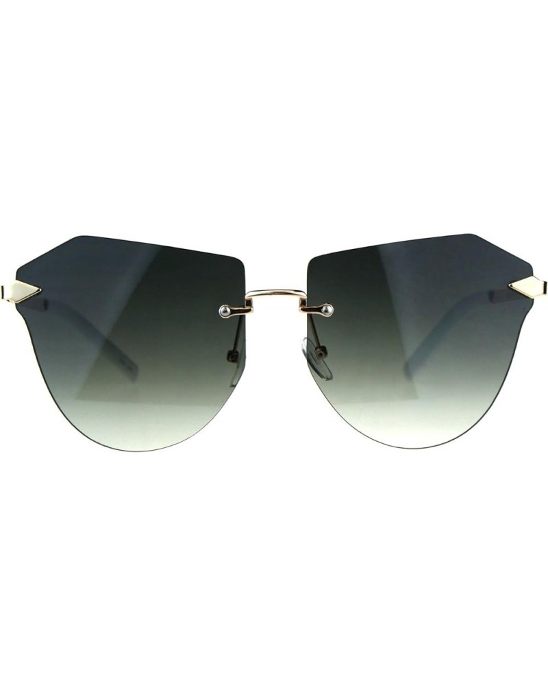 Rimless Fashion Sunglasses Womens Designer Style Shades Gold UV 400 Gold green smoke $9.49 Rimless