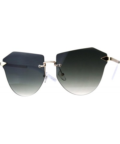 Rimless Fashion Sunglasses Womens Designer Style Shades Gold UV 400 Gold green smoke $9.49 Rimless