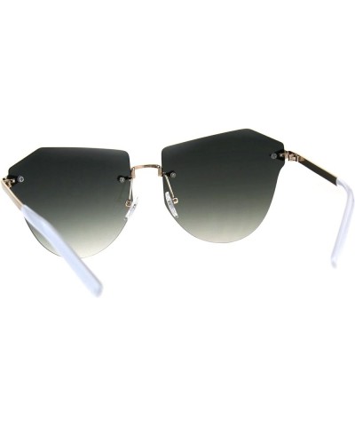 Rimless Fashion Sunglasses Womens Designer Style Shades Gold UV 400 Gold green smoke $9.49 Rimless