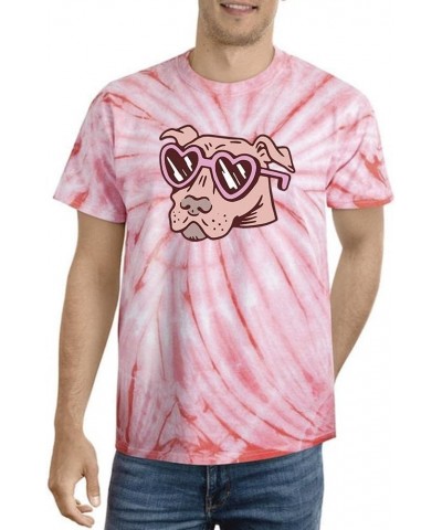 Pitbull W Heart Sunglasses Tie Dye Tee -SmartPrintsInk Designs Coral (Men) $9.90 Designer