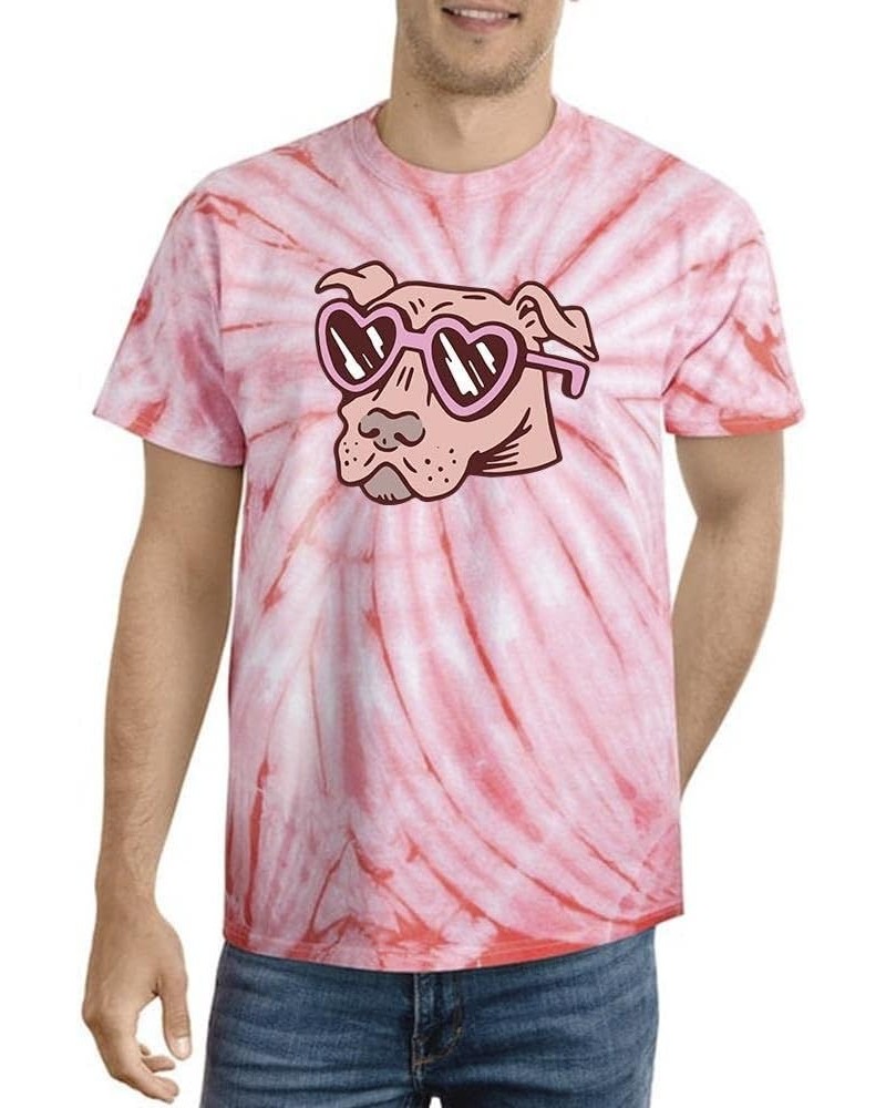 Pitbull W Heart Sunglasses Tie Dye Tee -SmartPrintsInk Designs Coral (Men) $9.90 Designer