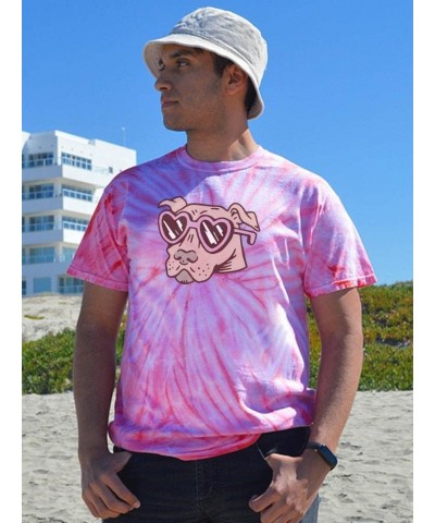 Pitbull W Heart Sunglasses Tie Dye Tee -SmartPrintsInk Designs Coral (Men) $9.90 Designer