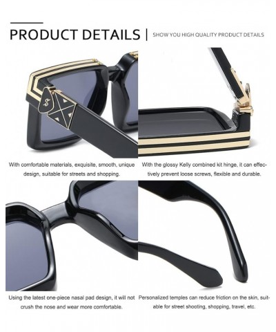 Retro Square Thick Sunglasses Women Men Fashion Oversized Hip Pop Black Shades Luxury Gold Metal Eyewear 10 $23.63 Designer