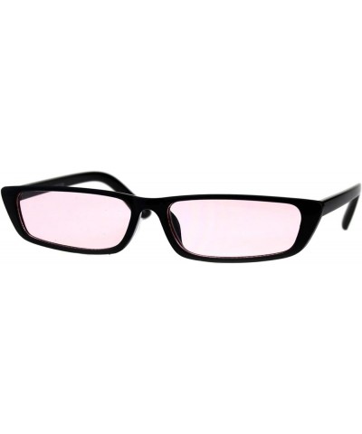 Skinny Rectangular Sunglasses Unisex Trendy Fashion Black Frame Color Lens Black Pink $8.29 Rectangular