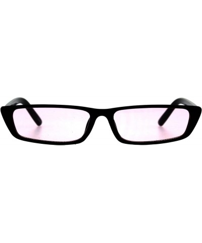 Skinny Rectangular Sunglasses Unisex Trendy Fashion Black Frame Color Lens Black Pink $8.29 Rectangular