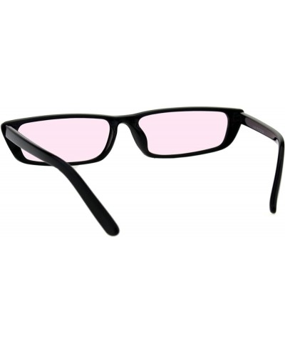 Skinny Rectangular Sunglasses Unisex Trendy Fashion Black Frame Color Lens Black Pink $8.29 Rectangular