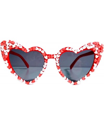 Cute Women's Heart Shaped Sunglasses Fashion Snowflake Cat Eye Sunglasses Fashion Pink Party Sunglasses UV Protection Red $11...