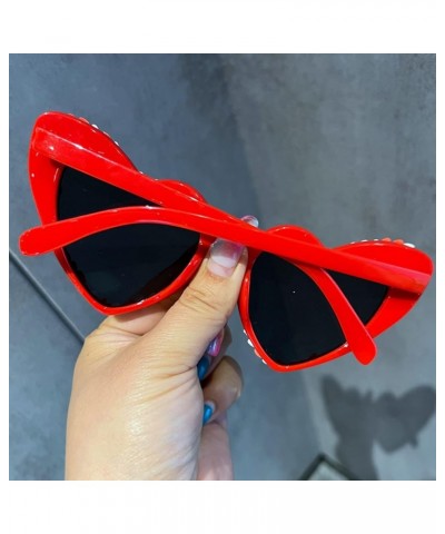 Cute Women's Heart Shaped Sunglasses Fashion Snowflake Cat Eye Sunglasses Fashion Pink Party Sunglasses UV Protection Red $11...