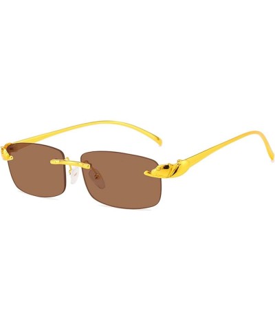 Rimless Sunglasses Small Square Frame Men and Women Outdoor Sunshade Street Shooting Decorative Glasses (Color : D, Size : Me...