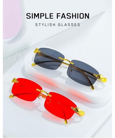 Rimless Sunglasses Small Square Frame Men and Women Outdoor Sunshade Street Shooting Decorative Glasses (Color : D, Size : Me...