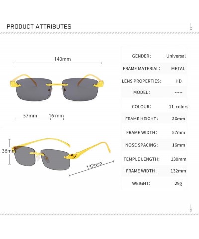 Rimless Sunglasses Small Square Frame Men and Women Outdoor Sunshade Street Shooting Decorative Glasses (Color : D, Size : Me...