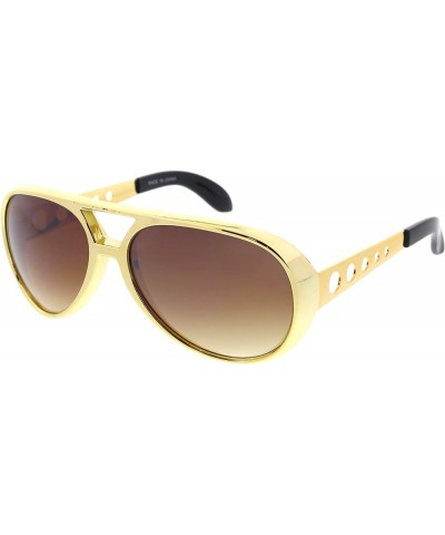 Large King of Rock Rock & Roll Aviator Sunglasses C01 | Gold $26.05 Heart