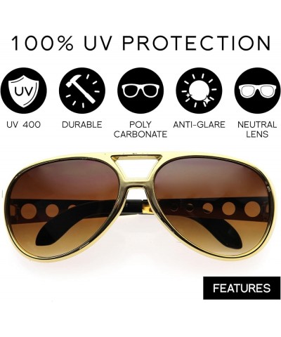 Large King of Rock Rock & Roll Aviator Sunglasses C01 | Gold $26.05 Heart