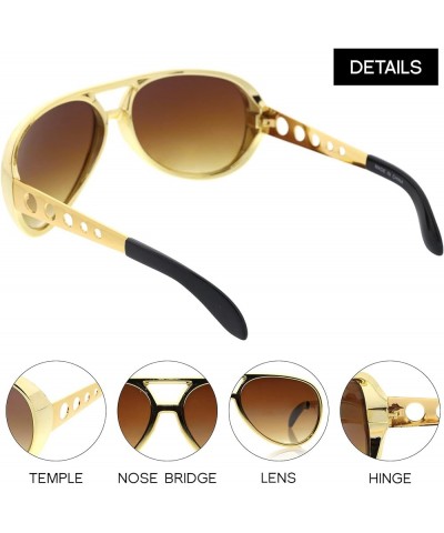 Large King of Rock Rock & Roll Aviator Sunglasses C01 | Gold $26.05 Heart