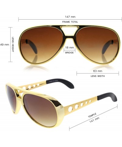 Large King of Rock Rock & Roll Aviator Sunglasses C01 | Gold $26.05 Heart