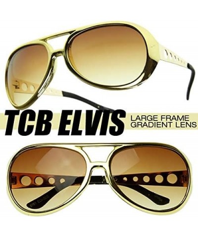 Large King of Rock Rock & Roll Aviator Sunglasses C01 | Gold $26.05 Heart