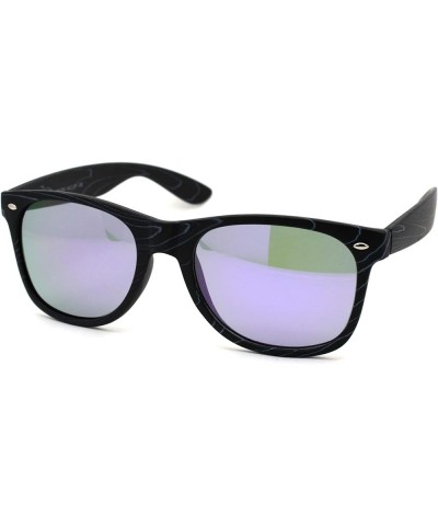 Retro Reflective Color Mirror Wood Grain Hipster Horn Rim Sunglasses Black Wood Purple Mirror $7.77 Designer