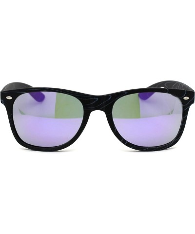 Retro Reflective Color Mirror Wood Grain Hipster Horn Rim Sunglasses Black Wood Purple Mirror $7.77 Designer